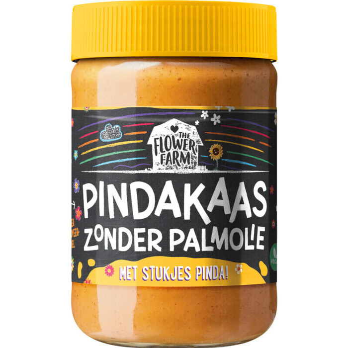 Flower Farm Pindakaas zonder palmolie met stukjes (350g)