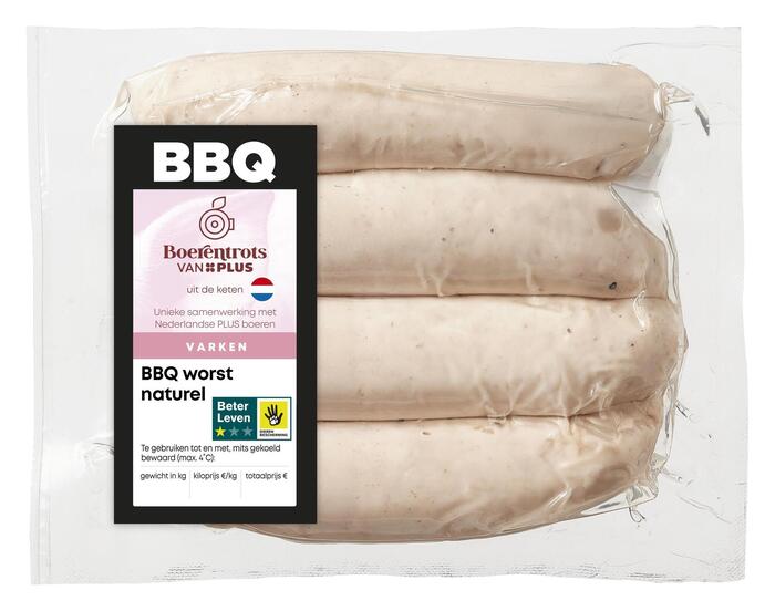 BBQ worst naturel - ketenvlees (4 × 70g)