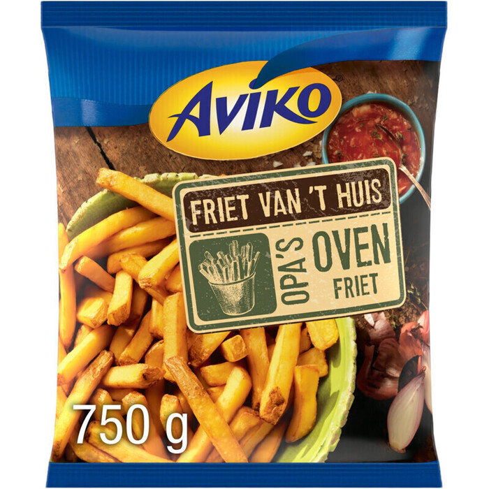 Friet van 't huis Opa's oven friet met schil (Zak, 750g)