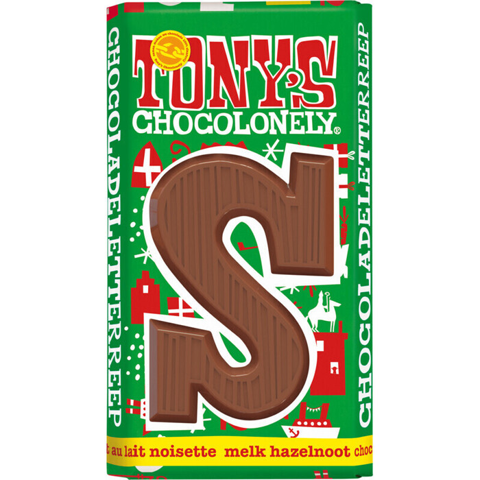 Tony's Chocolonely Letterreep Melk hazelnoot S FT (180g)