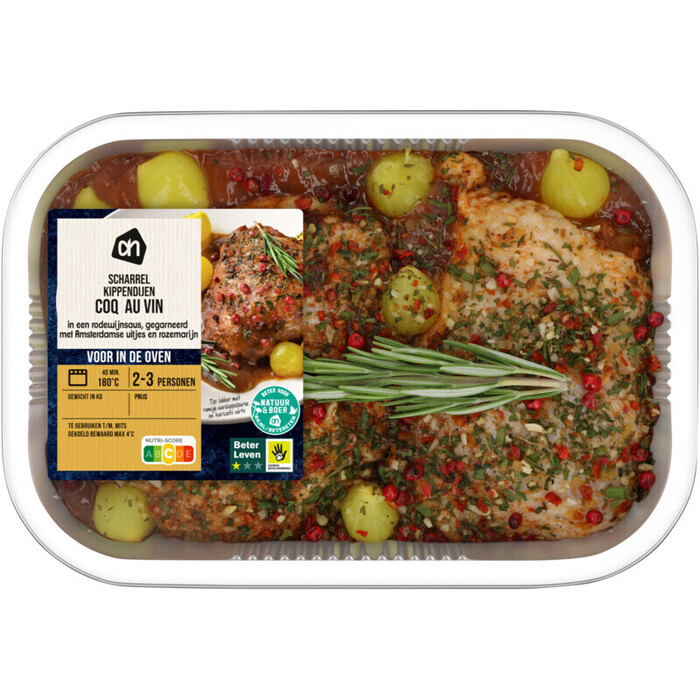 AH Oven scharrel kippendijen coq au vin (650g)