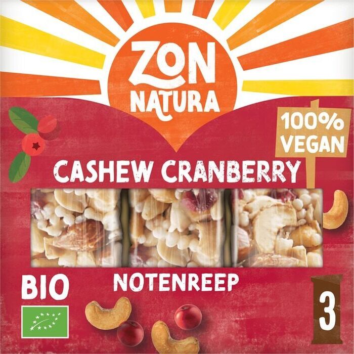 Zonnatura Cashew & Cranberry 3 x 25 g (Doos, 3 × 25g)