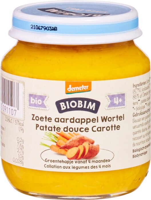 Zoete aardappel/wortel 4+ (125g)