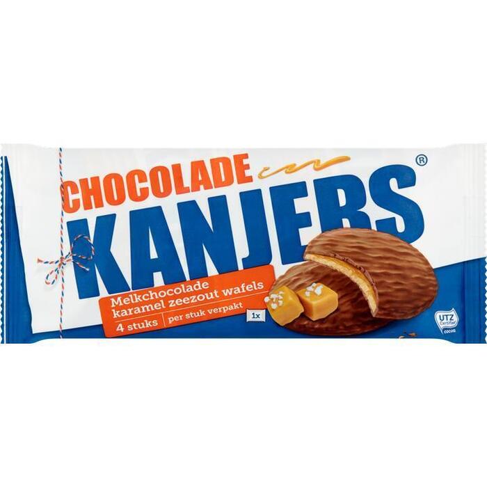 Kanjers Melkchocolade Karamel Zeezout Wafels 4 Stuks 180 g (plastic, 180g)