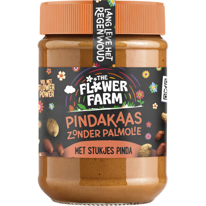 Flower Farm Pindakaas zonder palmolie met stukjes (350g)