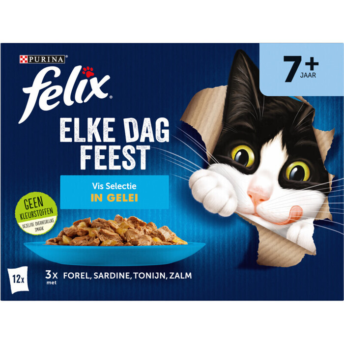 FELIX Elke Dag Feest Vis Selectie in Gelei 7+ Senior 12x85g (12 × 85g)