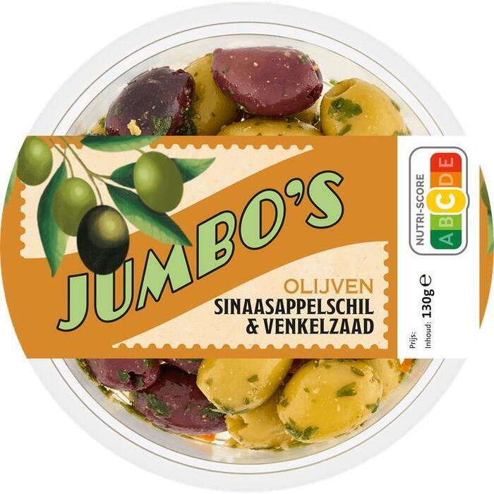 Jumbo's Olijven Sinaasappelschil & Venkelzaad 130 g (130g)