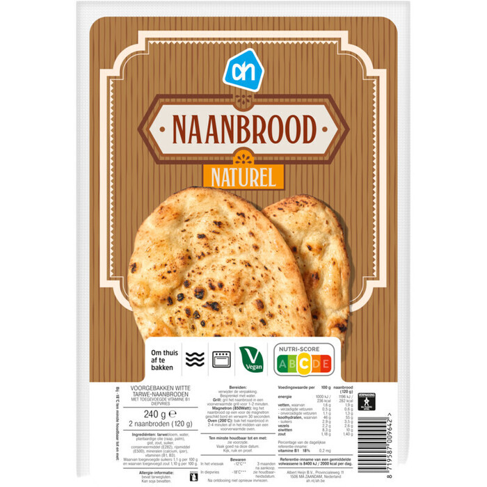 AH Naanbrood naturel (240g)