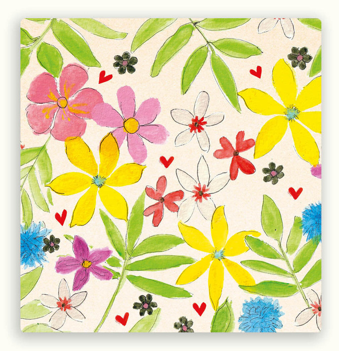 Kaart wilde bloemen hartjes