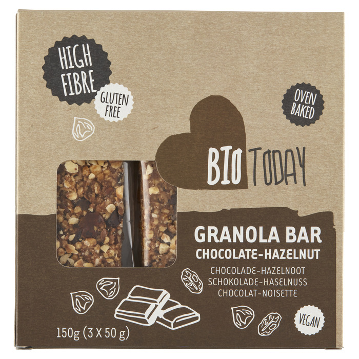 BioToday Granola bar chocolate-hazelnut (3 × 50g)