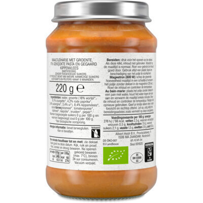 AH Biologisch Groenten met pasta en kip 8m+ (220g)