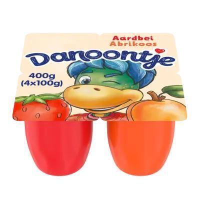 Danone Danoontje aardbei abrikoos (Set, 4 × 100g)