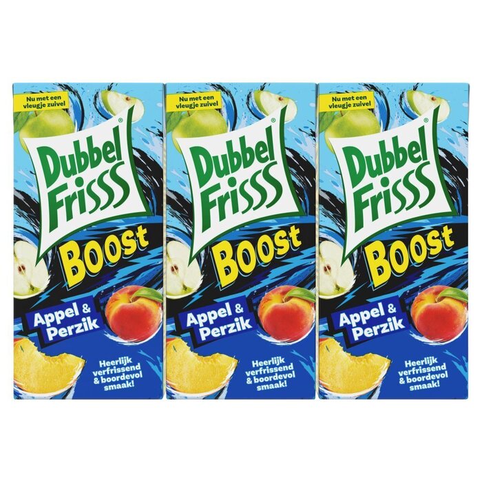 DubbelFrisss Boost appel & perzik 6-pack (1.2L)