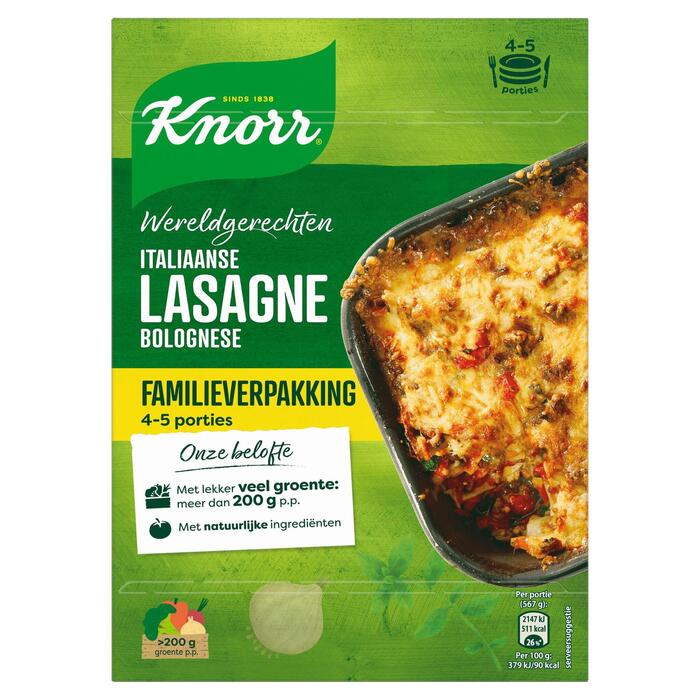 Wereldgerecht lasagne bolognese xl (Doos, 351g)