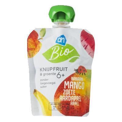 AH Biologisch Knijpfruit&gr mango zoete aardap 6m bio (90g)