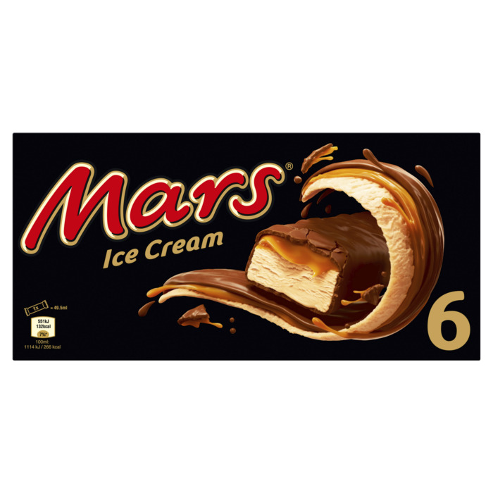 Mars chocolade roomijs 6 Stuks (doos, 6 × 49.5ml)