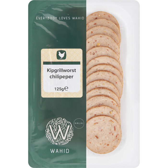 Wahid Kipgrillworst plakjes chilipeper (125g)