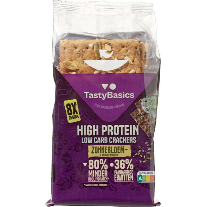 TastyBasics Crackers zonnebloem- en pompoenpitten (Zak, 200g)