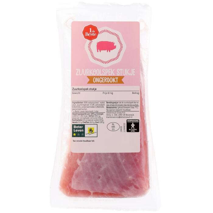 1 de Beste Zuurkoolspek stukje ongerookt (250g)