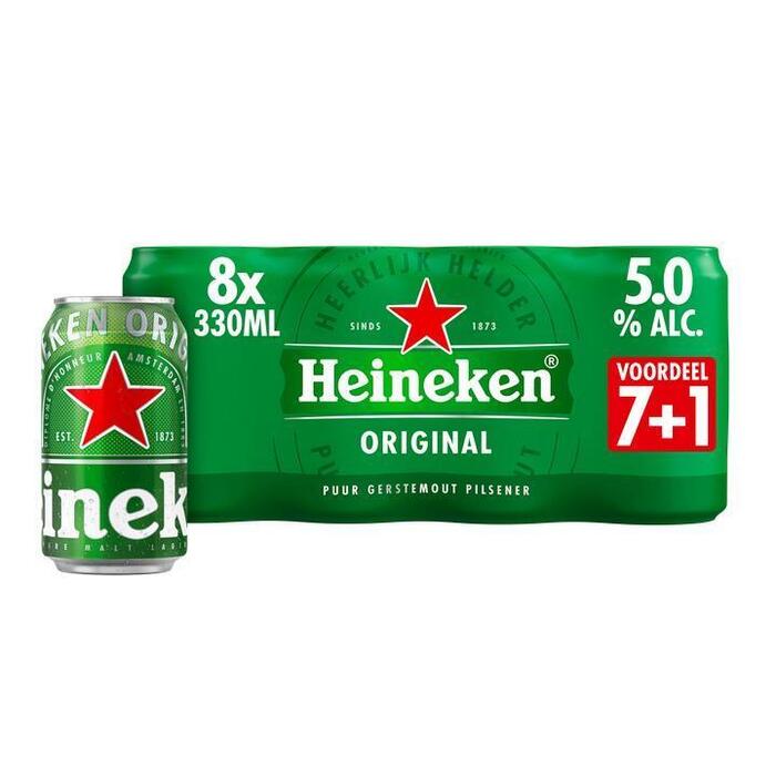 Heineken Premium Pilsener Bier Blik 7+1 x 33 cl (8 × 33cl)