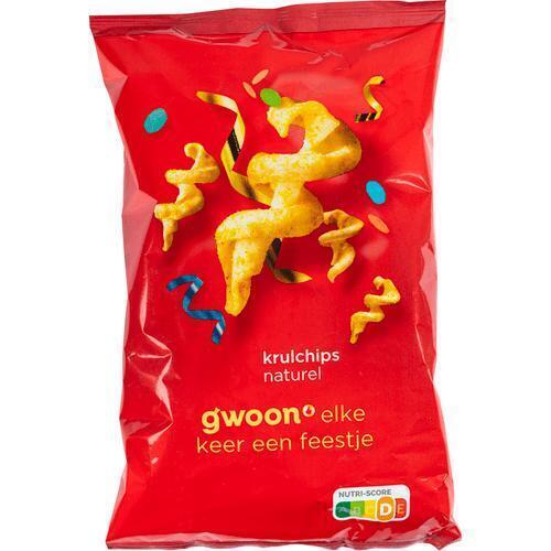 g'woon Krulchips Naturel 150 gram