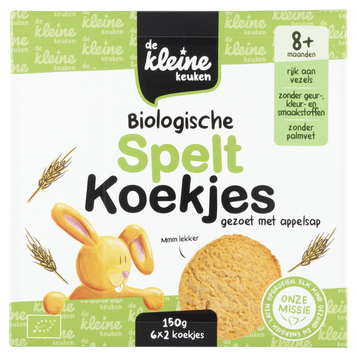 De Kleine Keuken Biologische Spelt Koekjes 8+ Maanden 6 x 2 Stuks 150g (12 × 12.5g)