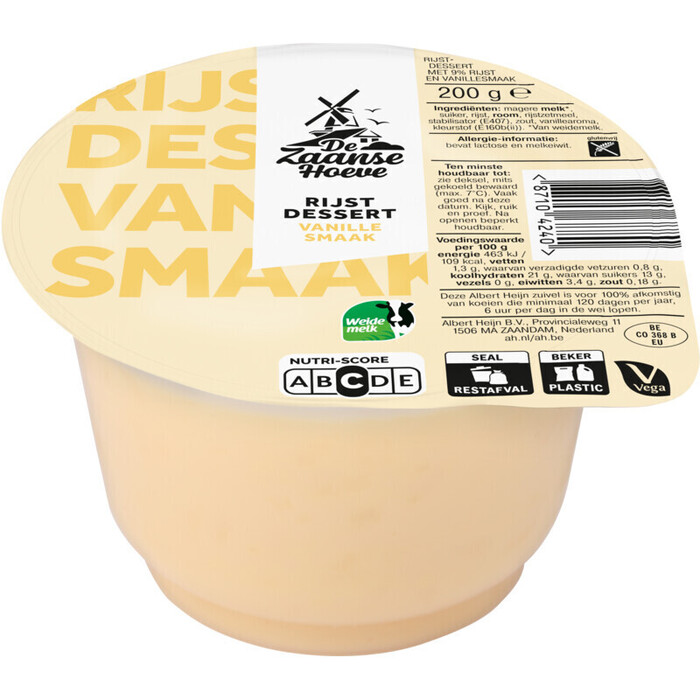 Rijstdessert vanille (bak, 200g)