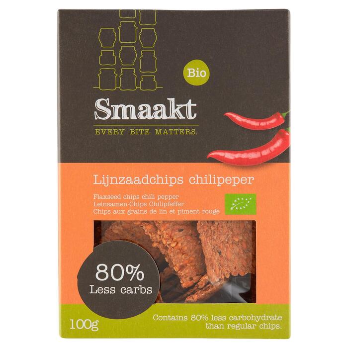 Smaakt Bio Lijnzaadchips Chilipeper 100 g (Doos, 100g)