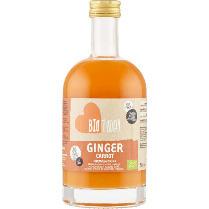 BioToday Premium Gember-Wortel Drankje 500ML (Fles, 0.5L)
