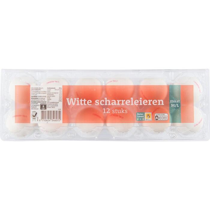 Witte Scharreleieren Maat M/L 12 Stuks