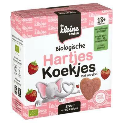De Kleine Keuken Biologische Hartjes Koekjes met Aardbei 18+ Maanden 120g (120g)