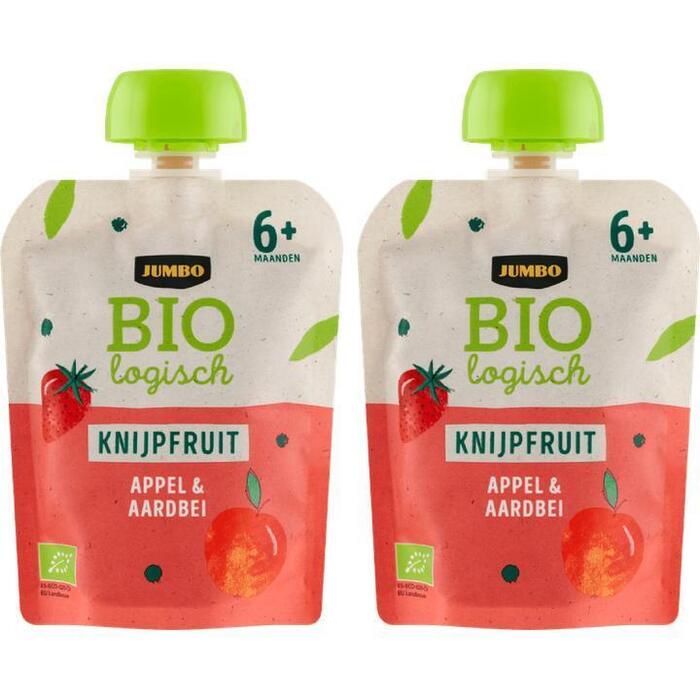 Jumbo Biologisch Knijpfruit Appel & Aardbei 6+ Maanden 2 x 90 g