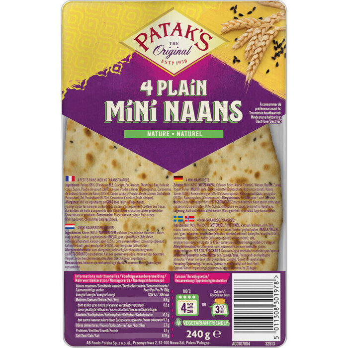 Patak's Mini naan plain (188g)