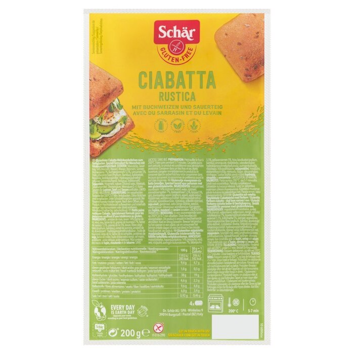 Schär Gluten Free Ciabatta Rustica 4 x 50 g (Stuk, 200g)