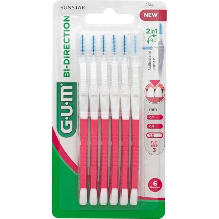 GUM® Bi-Direction Brushes 1,2 mm 6 Stuks