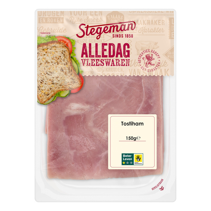 Stegeman tostiham 150 gram Tray (7 × 21.4g)