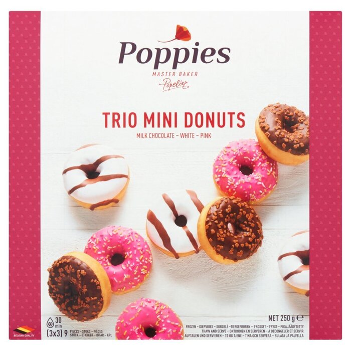 Poppies Trio Mini Donuts 9 Stuks 250g (250g)
