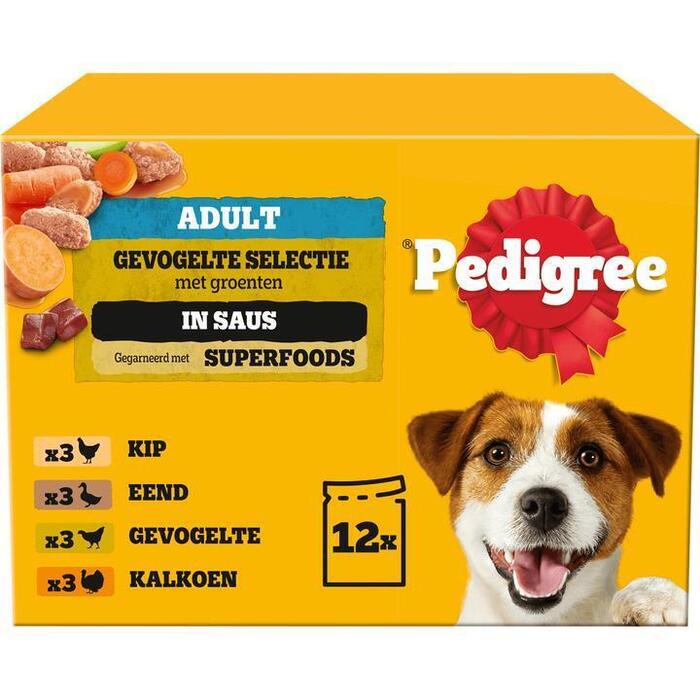 Pedigree Adult Maaltijdzakjes - Gevogelte & Groenten in Saus - Hondenvoer - 12 x 100 g (12 × 100g)