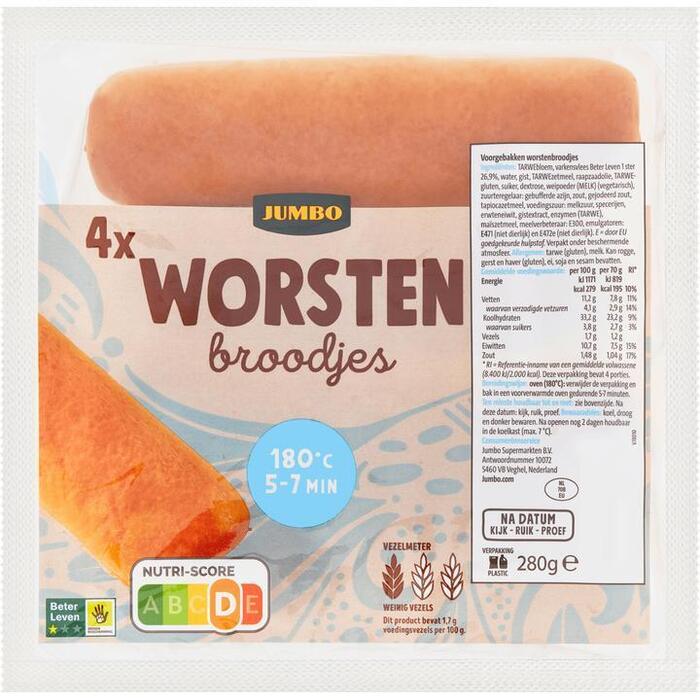 Jumbo - Worstenbroodjes - 4 Stuks (280g)