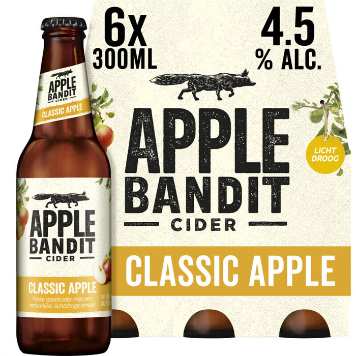 APPLE BANDIT CIDER CLASSIC APPLE 30 CL FLES (rol, 6 × 30cl)