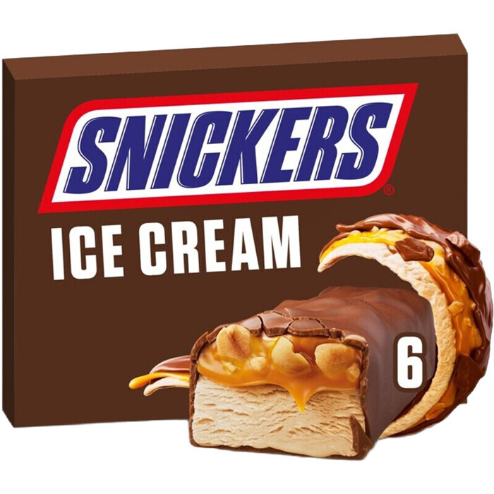 Snickers chocolade roomijs 6 Stuks (doos, 6 × 50.3ml)