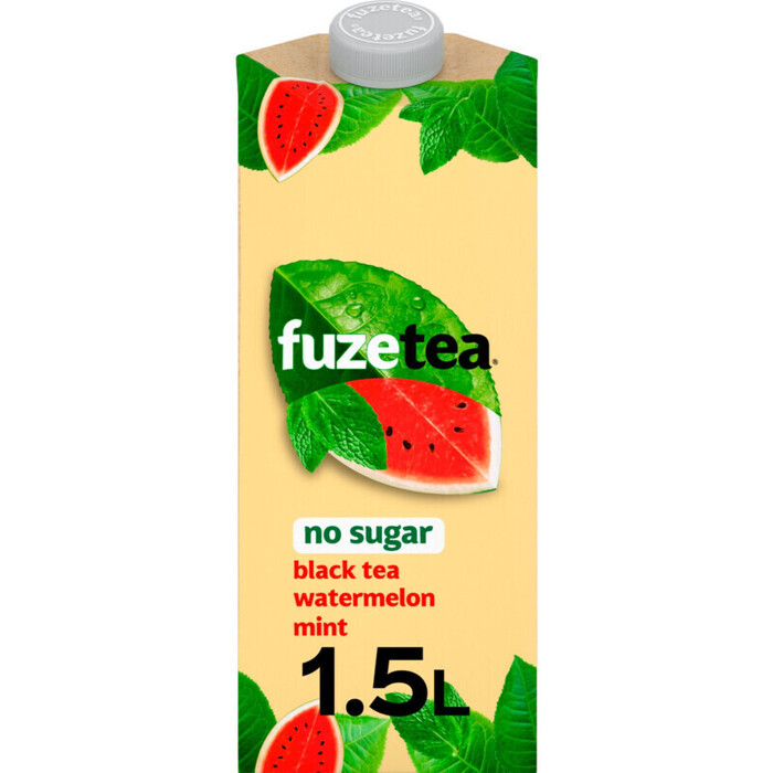 FuzeTea No Sugar Black Tea Watermeloen- en Muntsmaak Frisdrank 1, 5L (1.5L)