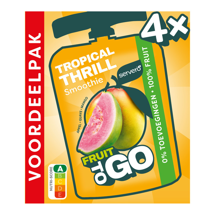 Servero Tropical Thrill Smoothie Fruit to Go Appel, Guave, Mango Voordeelpak 4 x 100 g (4 × 100g)