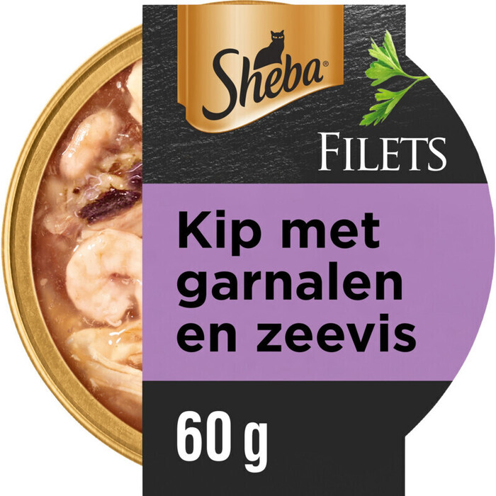 Sheba Filets Garnaal, oceaanvis en kip in saus kattenvoer 60 g (60g)