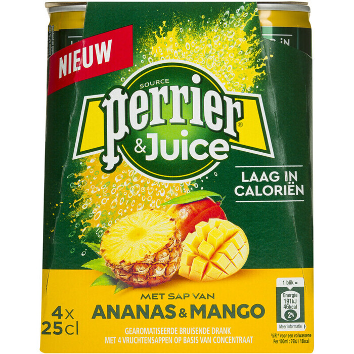 PERRIER® & JUICE met Sap van Ananas & Mango 25 cl (4 × 250ml)