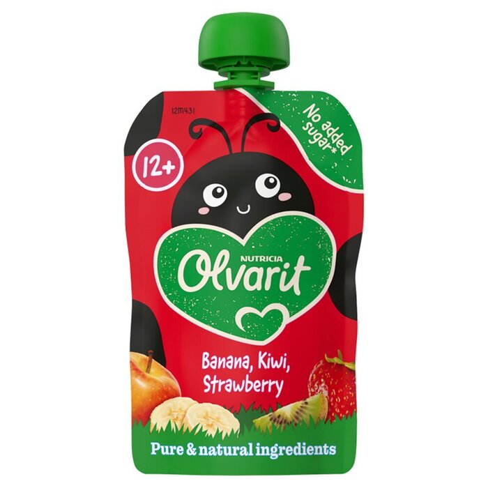 Olvarit Knijpfruit Banaan Kiwi Aardbei 12+ Maanden 100 g (Zak, 100g)