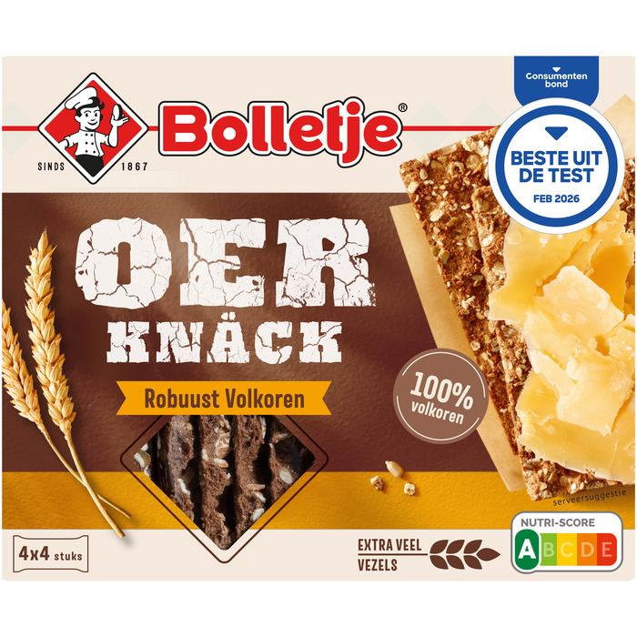 BOLLETJE Knackebrod Oerknack Robuust Volkoren 300GR (16 × 18.8g)