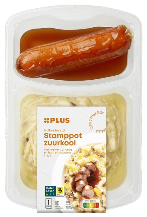 PLUS Stamppot zuurkool ham ananas