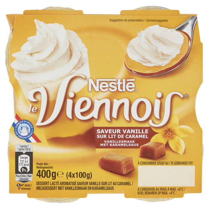 Le Viennois Vanillesmaak met Karamelsaus 4 x 100 g (400g)