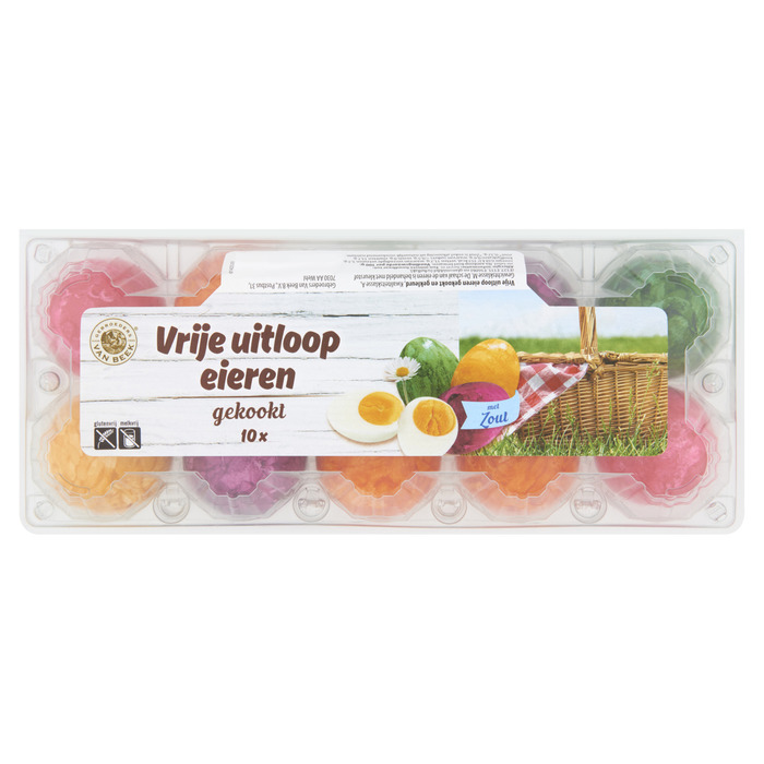 Vrije uitloopeieren gekleurd (blister, 10 st.)